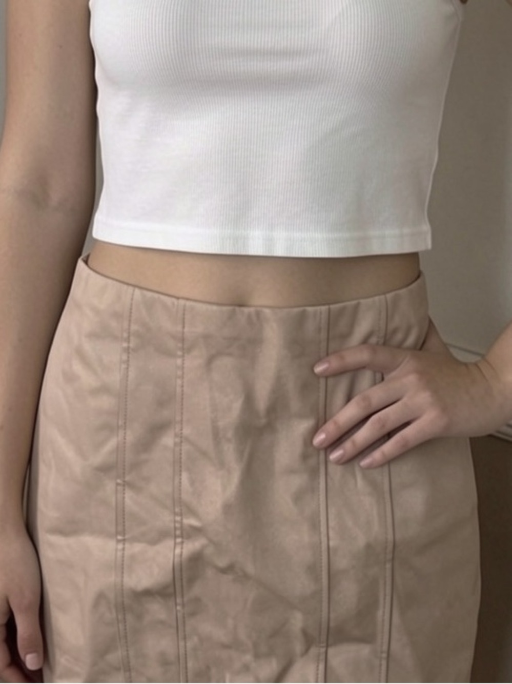 ❤️ 5 for $20! NWT Haute Monde Beige Seam-Panel High-Waist Pencil Skirt